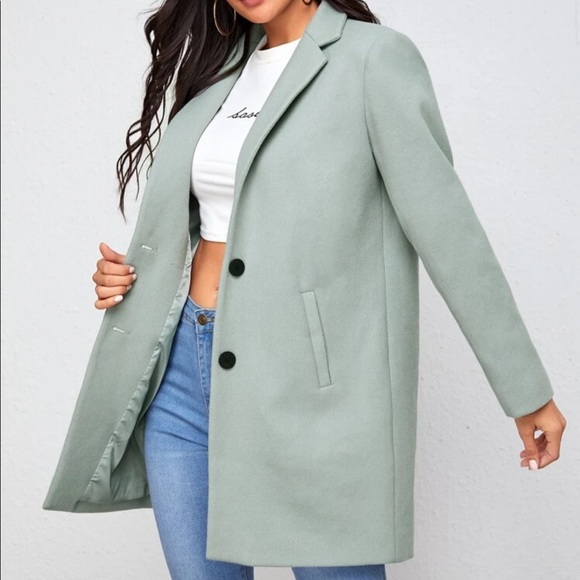 Wool like classic peacoat jacket pastel pink - Picture 5 of 9